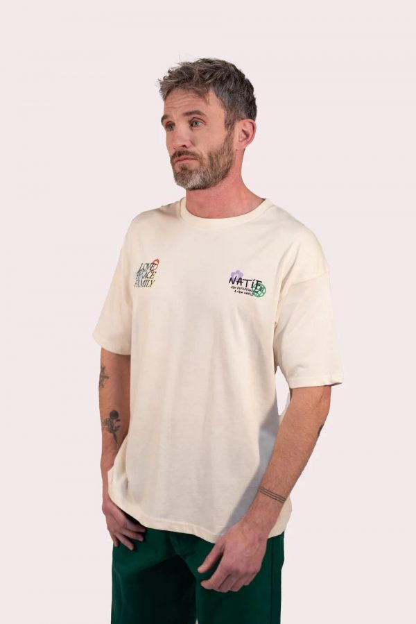 NATIF T-Shirt Love Peace Family Cream