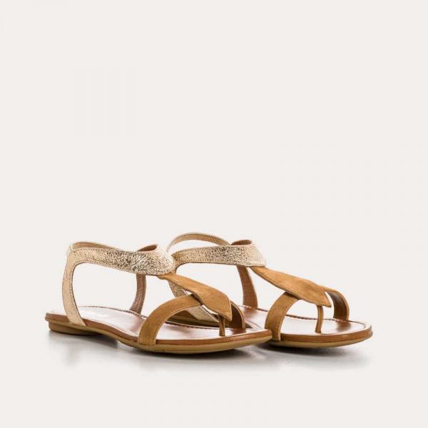 REQIN'S Bernie Cuir Velours Métal Havane/Or