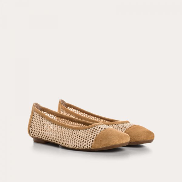 REQIN'S Halcine Cuir Velours Ajouré Camel