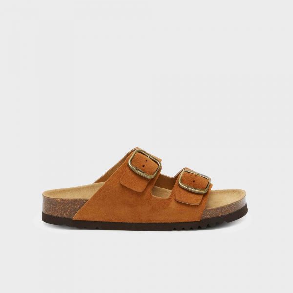 SCHOLL JOSEPHINE Suede Cognac