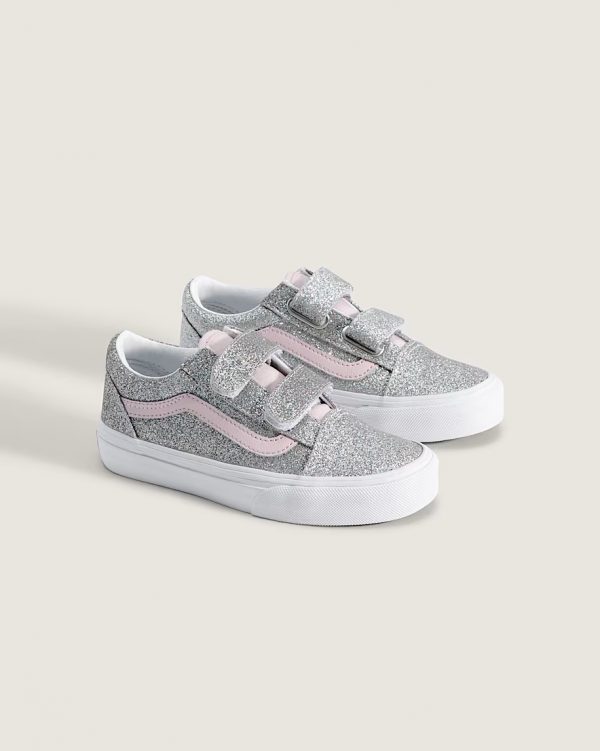 VANS Old Skool V Glitter Silver Pale Petal