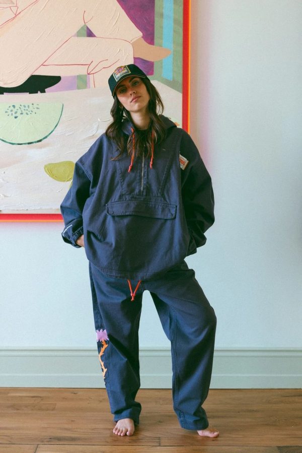 NATIF Poncho Jacket Records Bleu