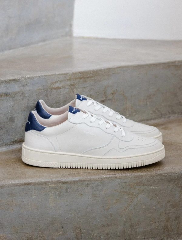 BOBBIES Travis Cuir Blanc Cassé Bleu Nuit